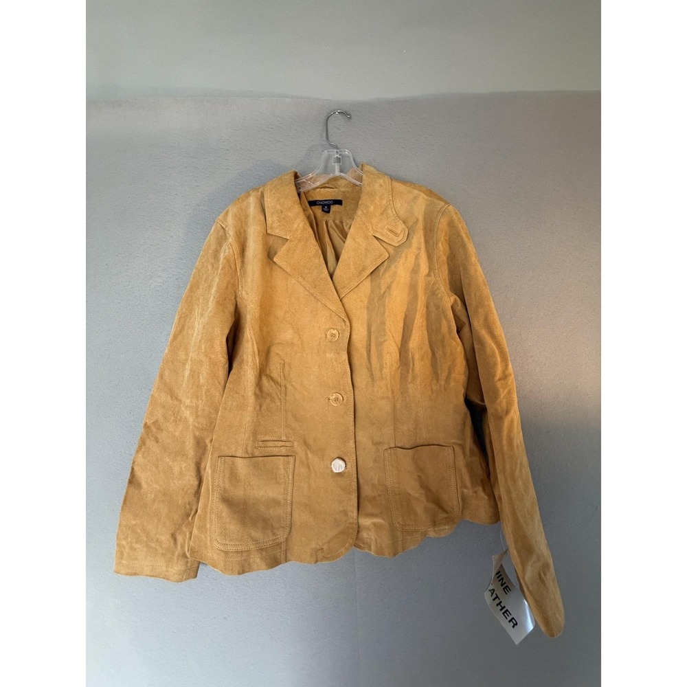 Chadwicks Jacket Womens 18 Brown Genuine Leather Button Front Pockets Lined